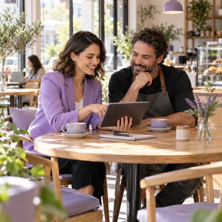 Illustrative marketing consultants business scene